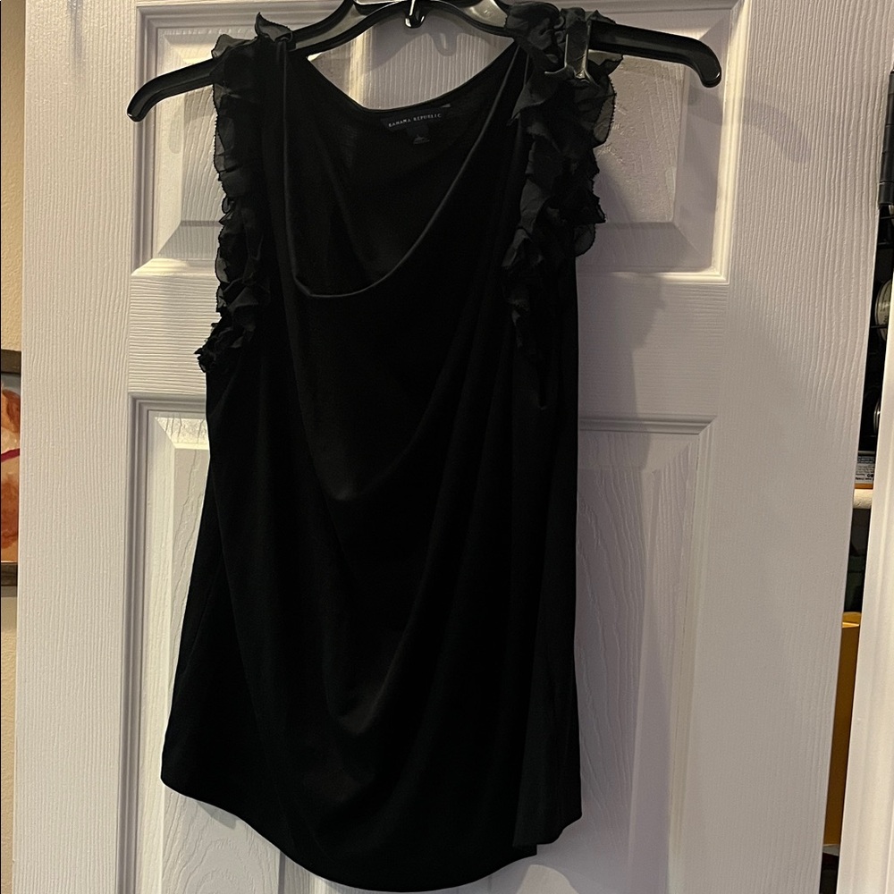 Banana Republic Black Ruffled Tank Top